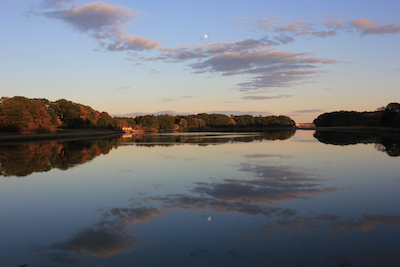 Waxing Moon over the Fore River outlet, Portland, Maine on Oct. 5. Photo by Amanda Painter.