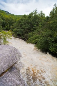 The Coxing, an ancient glacial melt-off stream, at full flood stage after Hurricane Irene in late summer 2011.