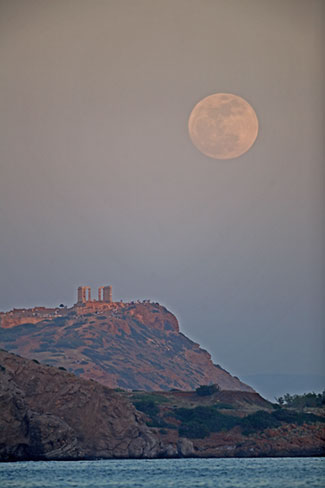Scorpio Full Moon rising over Sounion, the temple of Poseidon. Photo by Anthony Ayiomamitis. Scorpio Full Moon rising over Sounion, the temple of Poseidon. Photo by Anthony Ayiomamitis.
