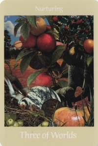 Three of Worlds -- Voyager Tarot deck. Three of Worlds -- Voyager Tarot deck.