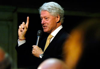 bill Bill Clinton on the campaign trail, before the US presidential election. Photo by Don Heupel/AP.