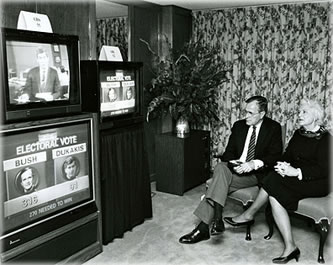 bush-senior-election-returns Daddy Bush watches the election returns in 1988. Photo from the George Bush Presidential Materials Project.