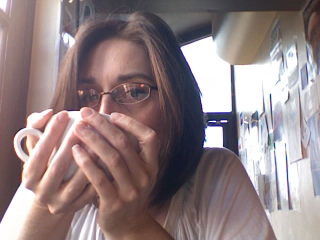 shanna-not-voting This is me at my favorite coffee shop, reading election news and thinking about what I'd do if I could vote today.