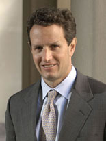 timothy_f_geithner Timothy F. Geithner will be Obama's Treasury Secretary, the President-elect announced Monday.