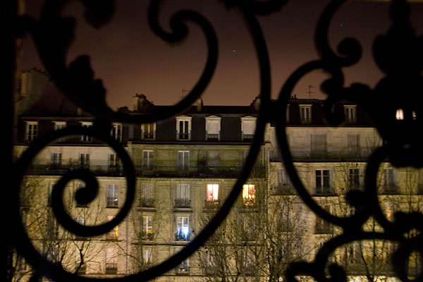 midnight-paris-6th-fl102cc Midnight, looking out from a 6th floor window, you’re not the only one awake in Paris. Photo by Dani Voirin.
