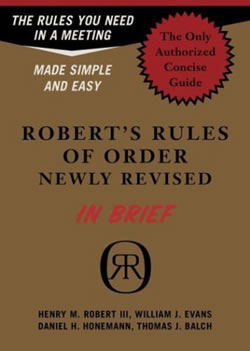 411wv8387gl_sl500_ Cover of Robert's Rules of Order, a "step-by-step guide to the rules for meetings of your club, civic, or charitable organization."