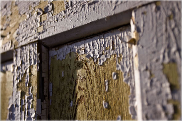 Peeling paint off of Albany Ave. in Kingston, New York. Photo by Eric Francis.