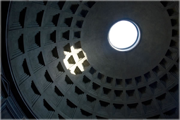 The sun shines through the peak of the Pantheon in Rome, Italy. Photo by Dani Voirin. The sun shines through the peak of the Pantheon in Rome, Italy. Photo by Dani Voirin.