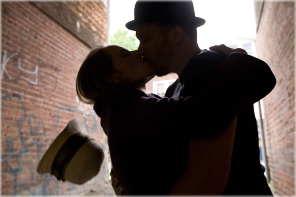 Kris and Ben in Kingston, New York, in the alley behind Backstage Productions, a 19th century Vaudeville house. Photo by Eric Francis. Kris and Ben in Kingston, New York, in the alley behind Backstage Productions, a 19th century Vaudeville house. Photo by Eric Francis.