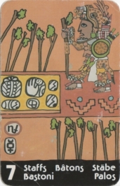The 7 of Staffs in the Xultun tarot deck The 7 of Staffs in the Xultun tarot deck