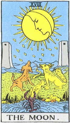 The Moon - RWS Tarot deck. The Moon - RWS Tarot deck.