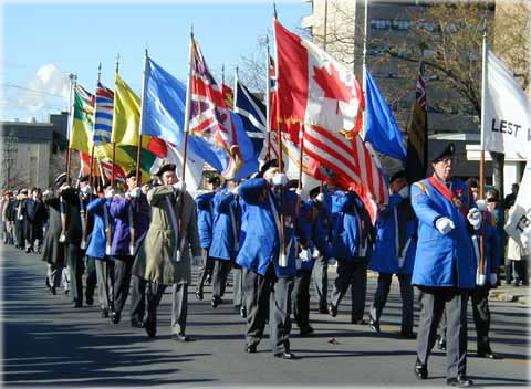 Remembrance Day services in Kingston, Ontario some time in the early 2000s. This is an international holiday marking the end of World War I on Nov. 11, 1918. Photo from City of Kingston, ON website. Remembrance Day services in Kingston, Ontario some time in the early 2000s. This is an international holiday marking the end of World War I on Nov. 11, 1918. Photo from City of Kingston, ON website.