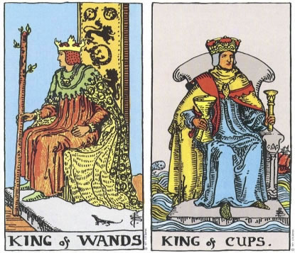 King of Wands and King of Cups - RWS Tarot deck. King of Wands and King of Cups - RWS Tarot deck.