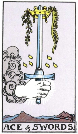 Ace of Swords - RWS Tarot deck. Ace of Swords - RWS Tarot deck.