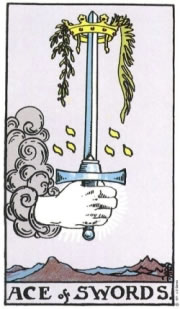 Ace of Swords - RWS Tarot deck. Ace of Swords - RWS Tarot deck.