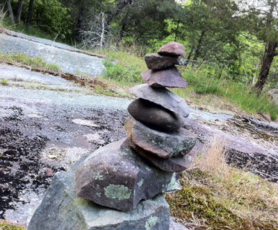 Stone pile left by prehistoric man at the top of the waterfall on the Grandmother Land in Ulster County, NY. iPhone photo by Eric.
