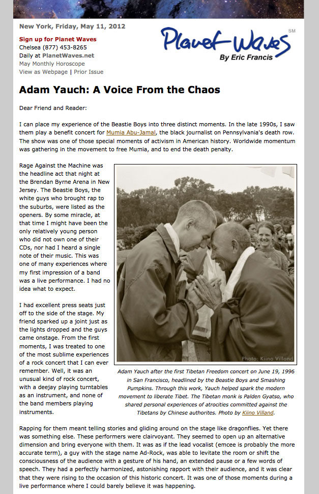 New edition of Planet Waves is on its way to subscribers. New edition of Planet Waves is on its way to subscribers.