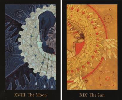 The Moon and The Sun -- The Mary-El Tarot deck.