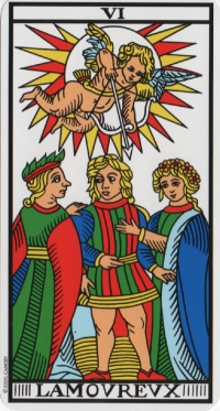L'Amoureux -- Tarot de Marseille by Camoin and Jodorowsky. L'Amoureux -- Tarot de Marseille by Camoin and Jodorowsky.