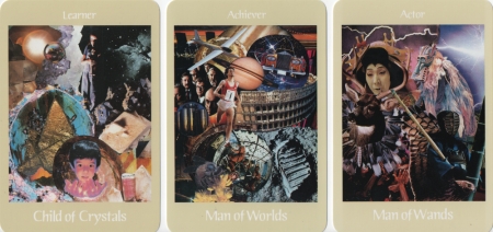 Child of Crystals, Man of Worlds, Man of Wands -- Voyager Tarot deck. Child of Crystals, Man of Worlds, Man of Wands -- Voyager Tarot deck.