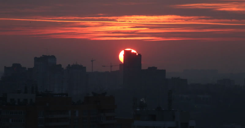 Moonset/Sunset from Kyiv, the night of Friday, Jan. 24.