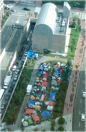 Boston's Tent City, as seen last week. Authorities in Boston kicked the protesters out Monday. Photo by Kelly Cowan.
