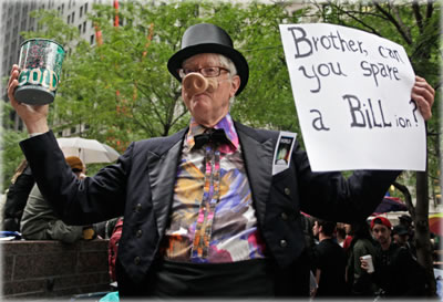 Actual billionaire joins the protest. Photo by Eric Francis.