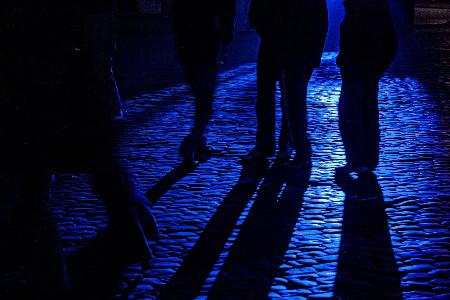 Blue tinted Brussels scene