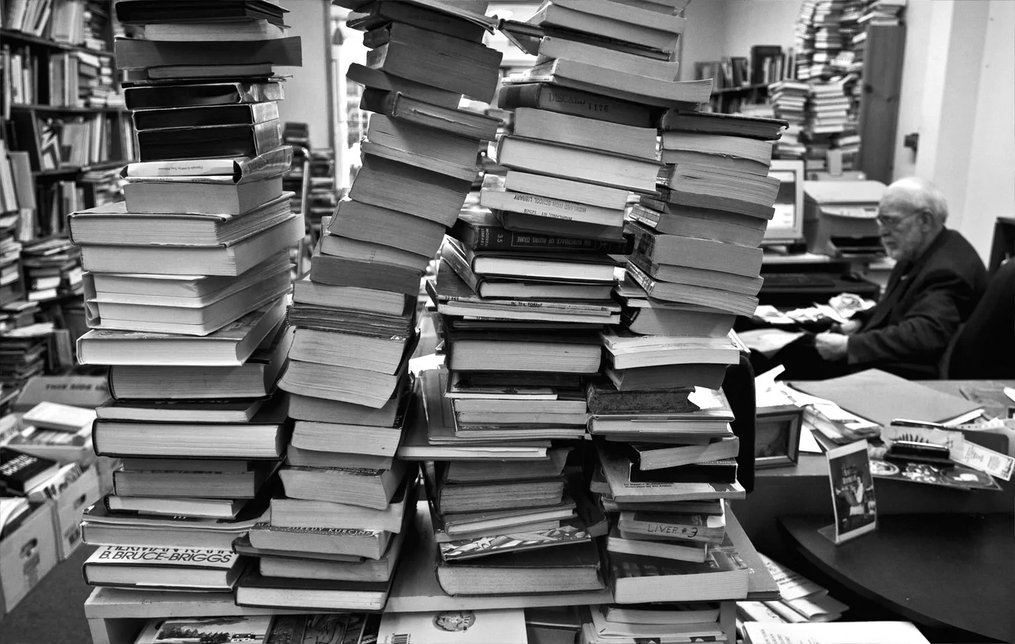 Karl working at Alternative Books, Kingston, New York circa.2008